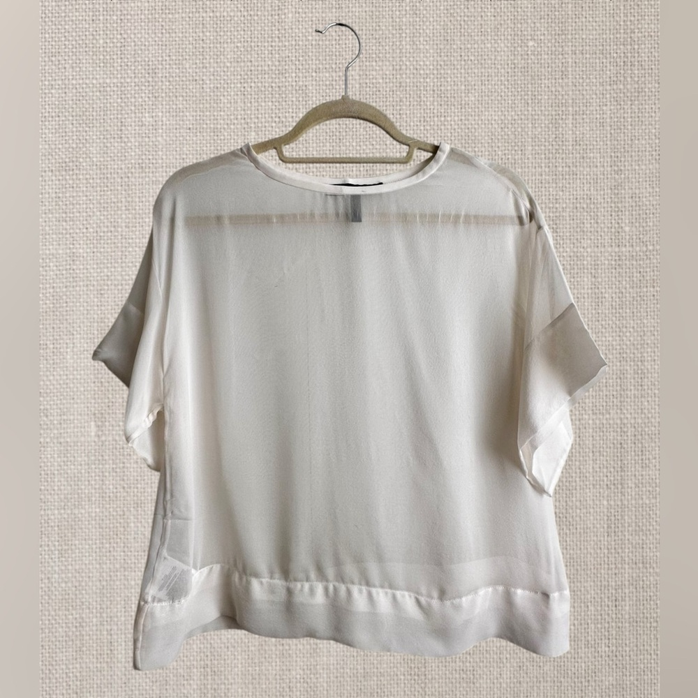 BCBG White 100% Silk Women's Top